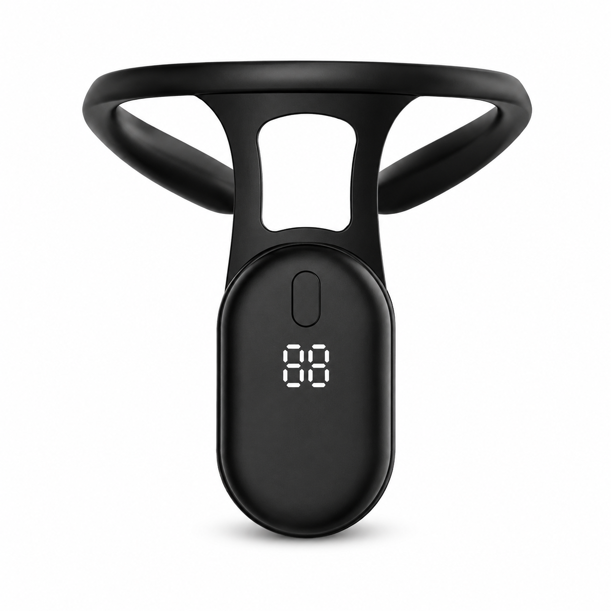 Corrector de postura inteligente para niños en color negro con pantalla digital