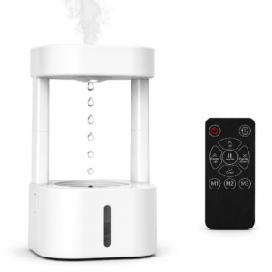 Humidificador antigravidade com efeito gota de água e depósito de 800 ml.